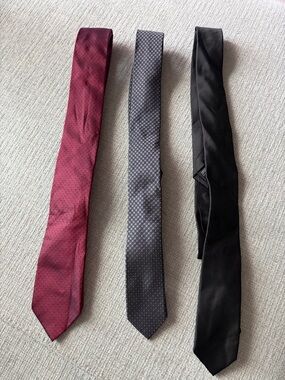 Express Men's Burgundy, Gray, and Black Silk Neckties Classic Formal Ties